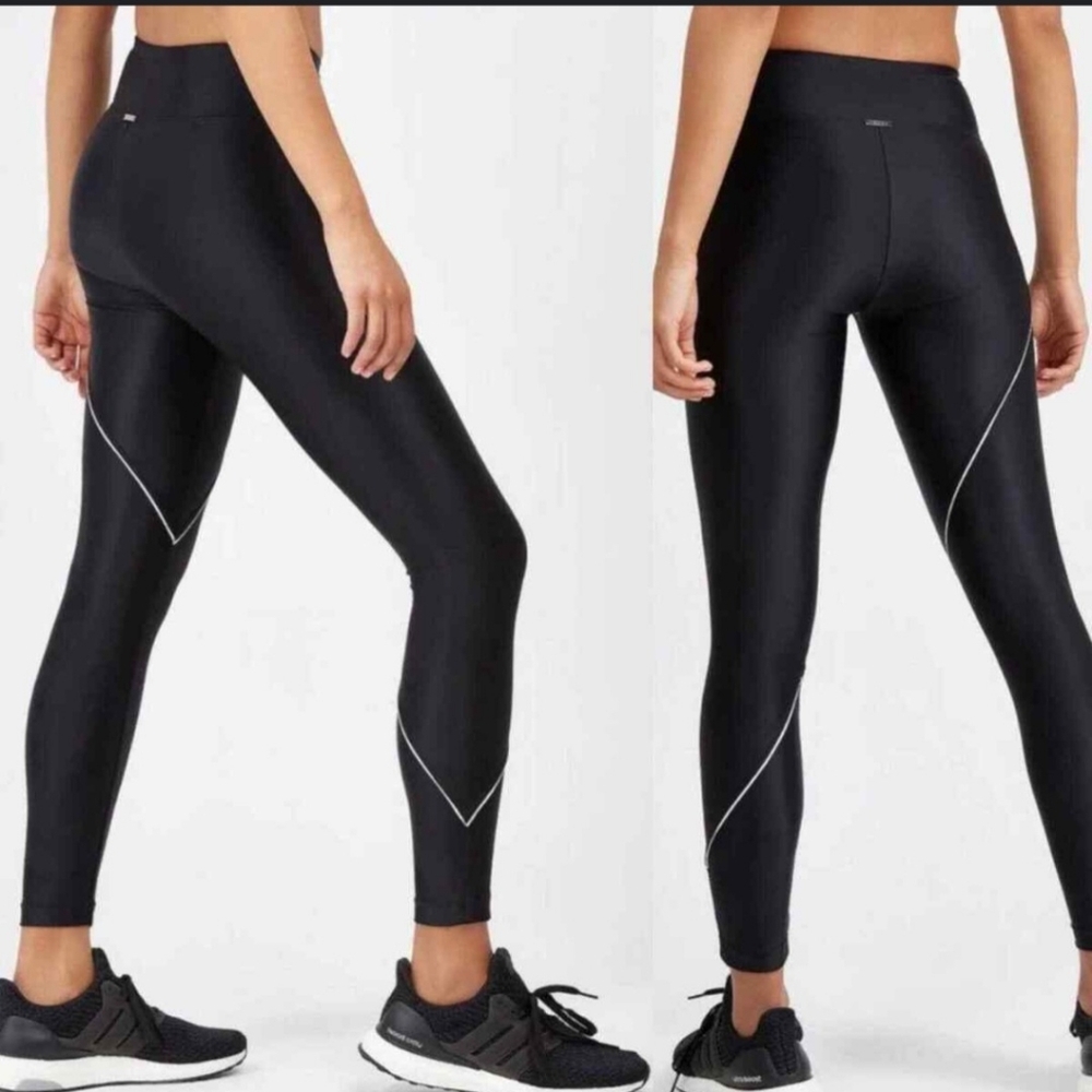 Koral Small Black Shiny Pink Piped Ankle Leggings